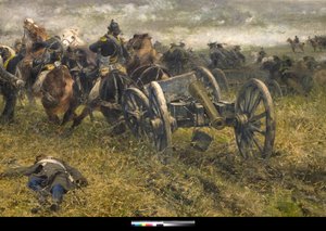 1887年のサンマルティーノの戦い中の砲兵（詳細は3497507） 作： Sebastiano de Albertis